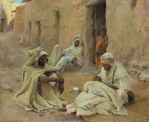 Mending by Eugene Girardet Oil Painting