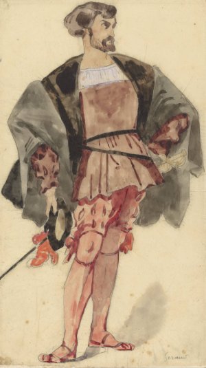 Kostuumstudie van een edelman uit de tijd van Francois I by Eugene Giraud Oil Painting