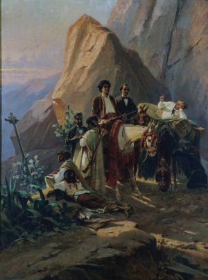 Souvenir du voyage de Paris a Cadix fait, en 1846, par Alexandre Dumas et ses amis by Eugene Giraud Oil Painting