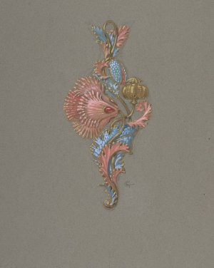 Design for a Pendant by Eugene Grasset Oil Painting