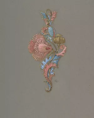 Design for a Pendant by Eugene Grasset Oil Painting
