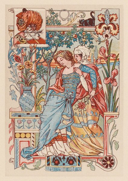Main Product Photo of Femme assoupie dans les bras de sa servante Painting by Eugene Grasset