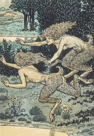 Les Petites Faunesses by Eugene Grasset Oil Painting