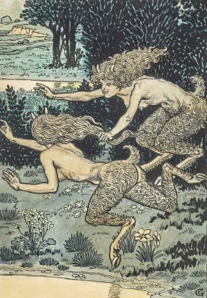 Les Petites Faunesses by Eugene Grasset Oil Painting