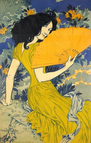 L'eventail by Eugene Grasset Oil Painting