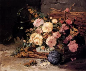 Floral Still Life Of Spring And Autumn painting by Eugene Henri Cauchois
