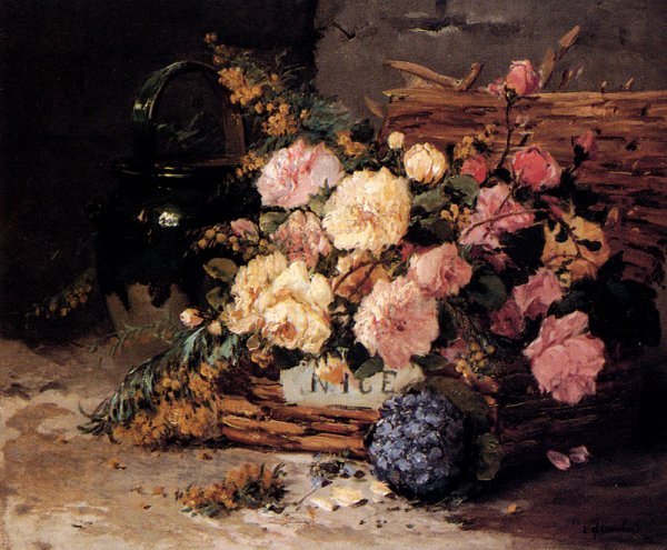 Main Product Photo of Floral Still Life Of Spring And Autumn Painting by Eugene Henri Cauchois