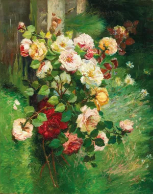 Roses by Eugene Henri Cauchois Oil Painting