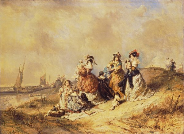 Main Product Photo of A Promenade by the Sea  Painting by Eugene Isabey