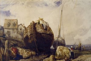 Fishing Boats by Eugene Isabey Oil Painting