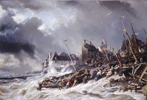 Hurricane Before Saint Malo by Eugene Isabey Oil Painting