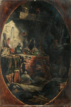 In The Alchemist Studio by Eugene Isabey Oil Painting