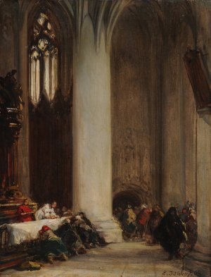La Communion by Eugene Isabey Oil Painting