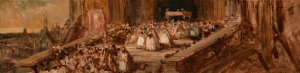 Procession sortant d'une eglise by Eugene Isabey Oil Painting