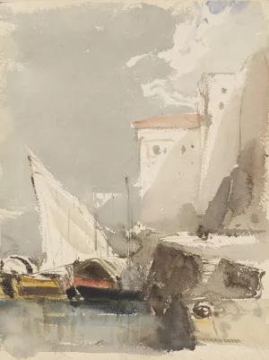 Sailboats in a Sunlit Harbor by Eugene Isabey Oil Painting