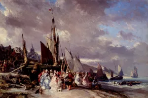 Scene De Port painting by Eugene Isabey