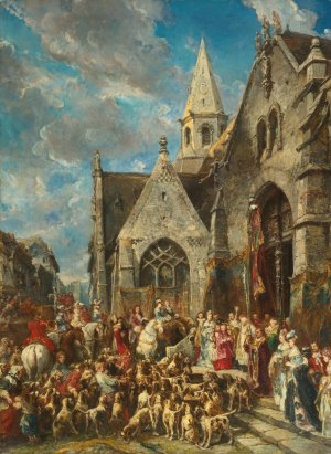 St. Hubert's Day by Eugene Isabey Oil Painting
