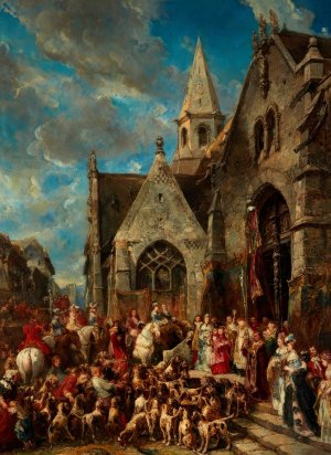 St. Hubert's Day by Eugene Isabey Oil Painting