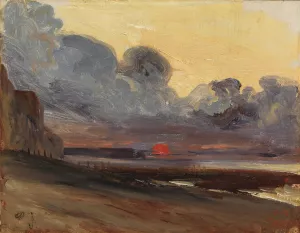 Sunset on the Normandy Coast by Eugene Isabey Oil Painting