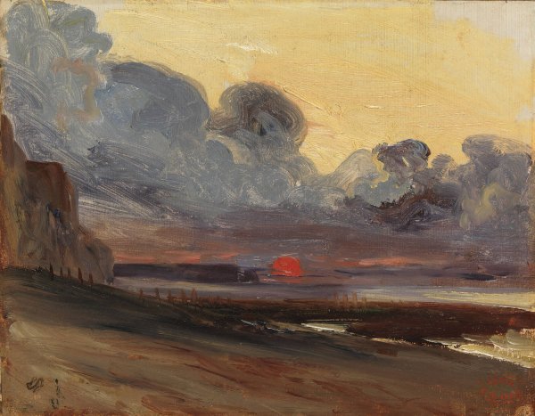 Main Product Photo of Sunset on the Normandy Coast Painting by Eugene Isabey