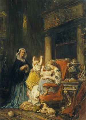 The Young Mother by Eugene Isabey Oil Painting