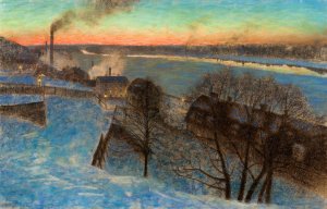 Evening in February, Riddarfjarden by Eugene Jansson Oil Painting