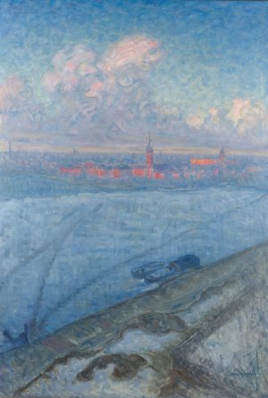 The City at Sunset by Eugene Jansson Oil Painting