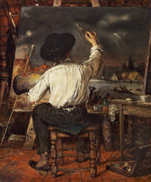 A painter at the easel by Eugene Joors Oil Painting