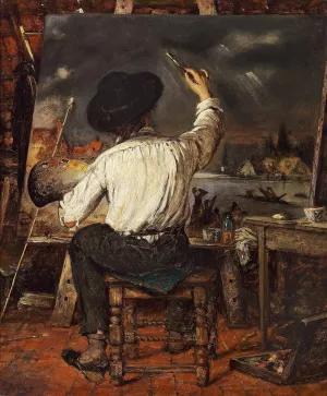 A painter at the easel by Eugene Joors Oil Painting