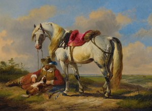 A Cavalier At Rest by Eugene Joseph Verboeckhoven Oil Painting