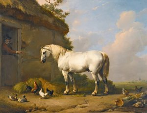 At The Stable Door by Eugene Joseph Verboeckhoven Oil Painting