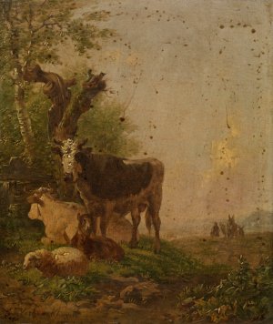 Cows and Sheep by Eugene Joseph Verboeckhoven Oil Painting