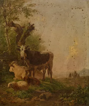 Cows and Sheep by Eugene Joseph Verboeckhoven Oil Painting
