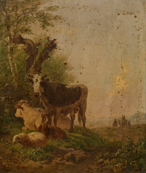 Main Product Photo of Cows and Sheep Painting by Eugene Joseph Verboeckhoven