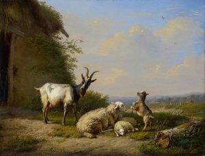 Goats and Sheep by Eugene Joseph Verboeckhoven Oil Painting