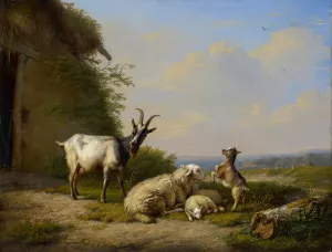 Goats and Sheep by Eugene Joseph Verboeckhoven Oil Painting
