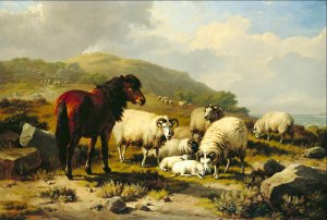 Landscape with Sheep by Eugene Joseph Verboeckhoven Oil Painting