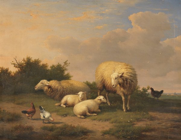 Main Product Photo of Schafe und Lammer  Painting by Eugene Joseph Verboeckhoven