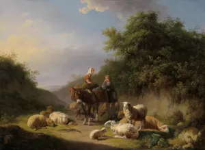 Schafhirte und Hirtin by Eugene Joseph Verboeckhoven Oil Painting