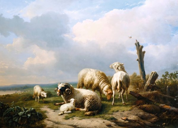 Main Product Photo of Sheep In A Landscape  Painting by Eugene Joseph Verboeckhoven