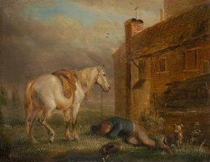 Sleeping horseman and steed by Eugene Joseph Verboeckhoven Oil Painting