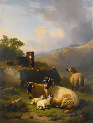 The Guardian Of The Flock by Eugene Joseph Verboeckhoven Oil Painting