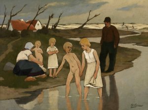 Children Bathing by Eugene Laermans Oil Painting