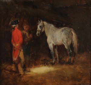 Scene d'ecurie Titre ecurie by Eugene Lami Oil Painting