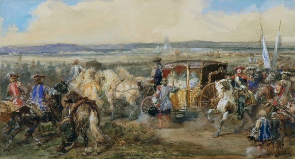 The Court of Louis XIV in Flanders  by Eugene Lami - Hand-Painted Oil Painting Reproduction