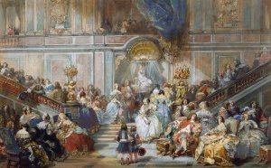 The Marble Staircase by Eugene Lami Oil Painting