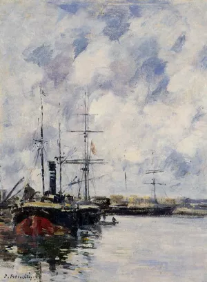 A Corner of the Deauville Basin by Eugene-Louis Boudin - Oil Painting Reproduction