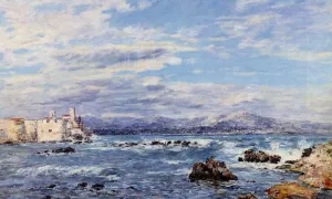 A Gusty Northwest Wind at Antibes painting by Eugene-Louis Boudin