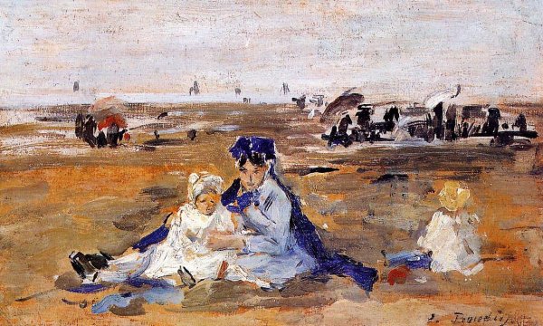 A Nanny on the Beach by Eugene-Louis Boudin - Hand-Painted Oil Painting Reproduction