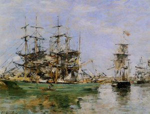 A Three Masted Ship in Port